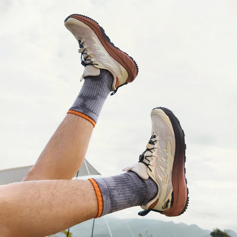 Li-Ning Tkanina Skóra Syntetyczna Yijie Lite 2.0 V2 Wygodne Wszechstronne Antypoślizgowe Odporne na Ścieranie Buty Turystyczne Niskie Męskie Buty Turystyczne Brązowe AHTV003-1