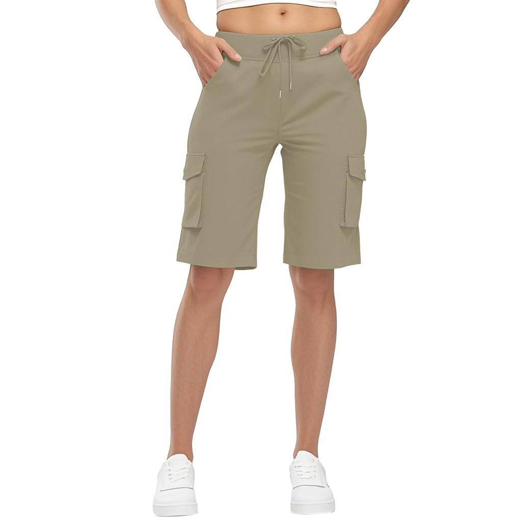 Capri-Pants  For Women Casual  Knee Length High Waisted Half Pants Hiking Vacation Outfits With Pockets