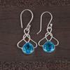 Swiss Blue Topaz Gemstone 925 Sterling Silver Handmade Earrings 1.50" For Wife EE-2-8