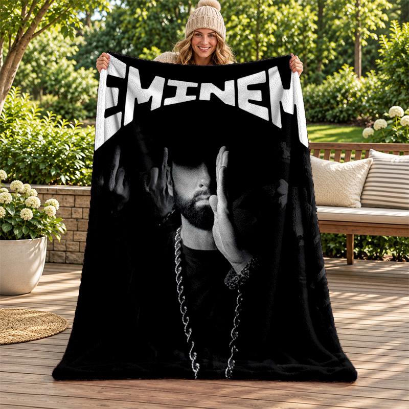 Eminem Blanket Flannel Blanket Soft Cozy Plush Throw for Sofa Bed Lightweight Home Decoration Gifts for Christmas Various Holidays