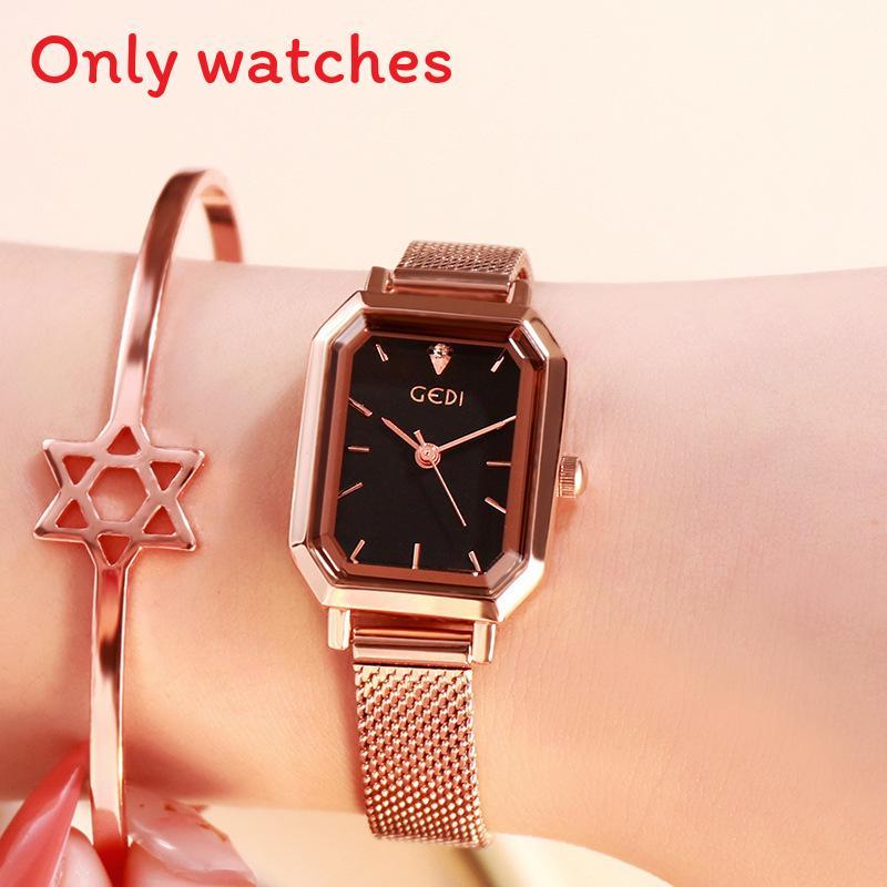 Womens Square Retro Quartz Watch With Stainless Steel Band For Casual Wear чёрный