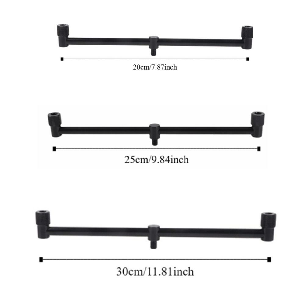 Aluminum Alloy Fishing Rod Buzz Bar 20/25/30cm 2 Head Fishing Crossbar Bracket Lightweight Black Fishing Rod Holder Carp Fishing