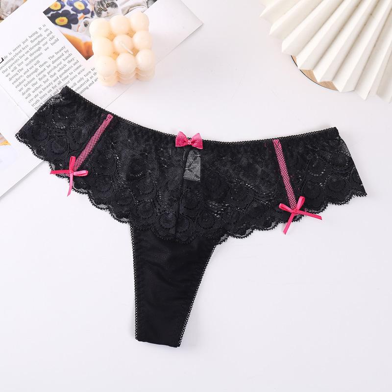 Damen Dessous Sexy Slips Spitze Schleife Aushöhlung Slips String Unterwäsche Höschen