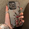Retro Fashion Red Rose Matte Laser Phone Case For iPhone 11 12 13 14 15 16 Pro Max XS X XR 7 8 Plus SE Shockproof Armour Cover