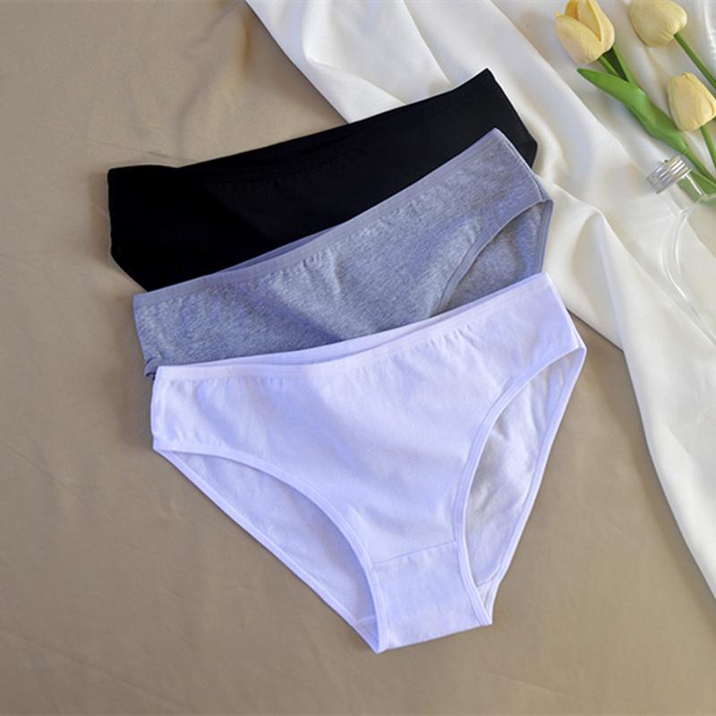 3 Piezas Ropa Interior para Mujer de Cintura Media Calzones Lencería Braguitas para Niñas Grandes Colores Lisos Calzoncillos