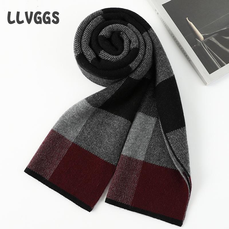 

Men s cashmere plaid scarf Business cashmere thickened skin-friendly scarf Men s simple fashion warm men s scarf 180cm чорний колір сірий
