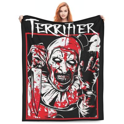 Terrifier 2 Filmo Menas Klounas Antklodė Koralinis Vilnos Pliušas Dekoras Kvėpuojanti Mesti Antklodę Lovai Pliušinis Plonas Antklodė