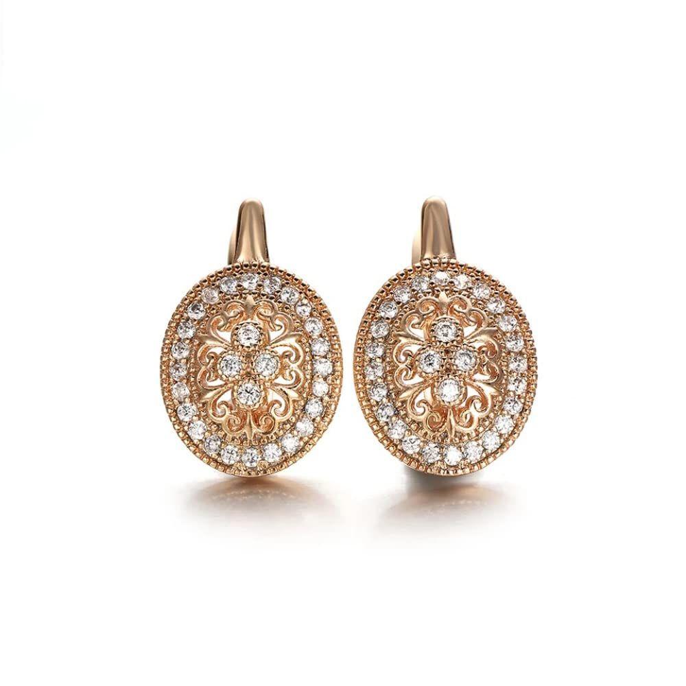 Rose  Latest Fancy Stylish Copper Zircon Bali Earrings for Women and Girls