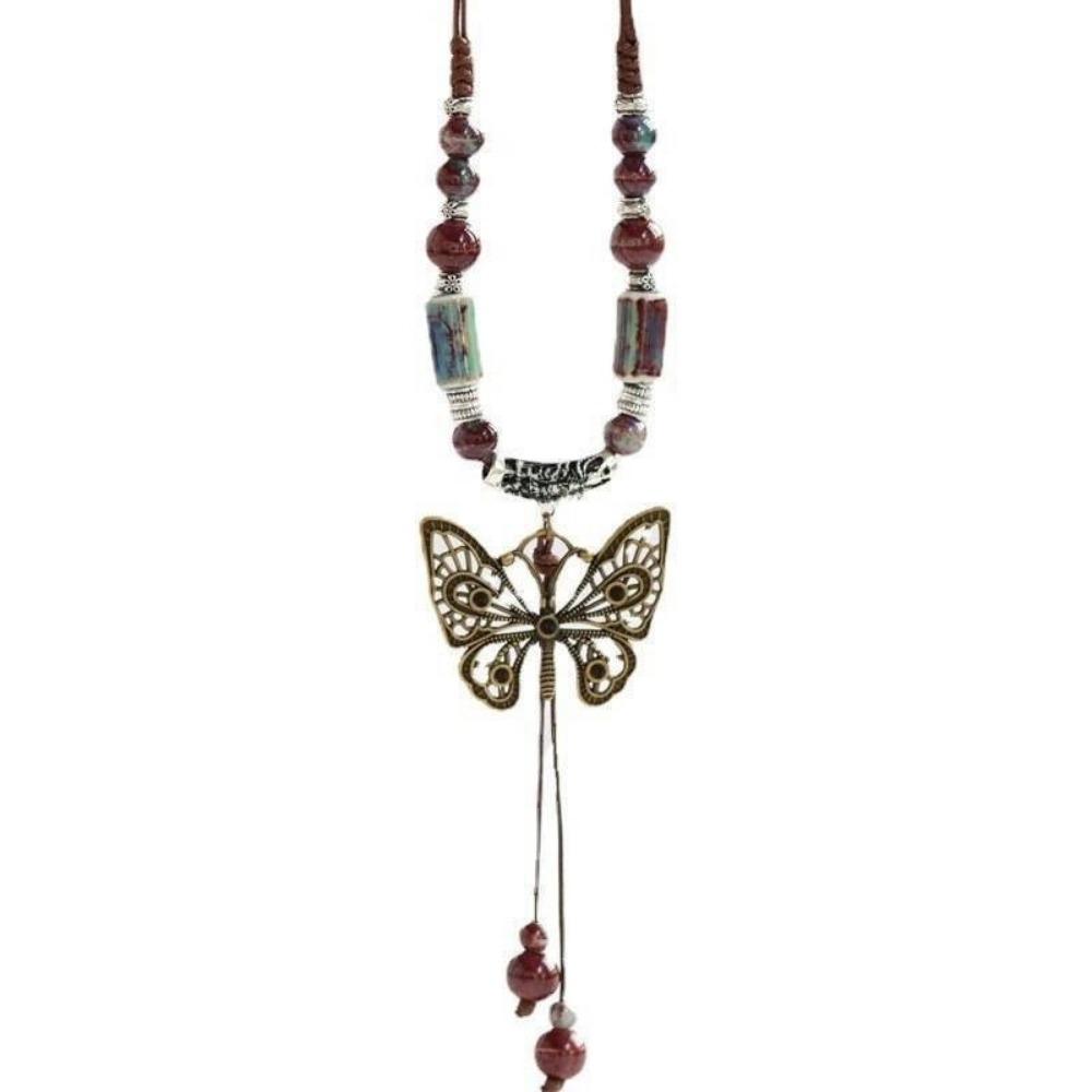 Nasjonal Stil Retro Litterær Stil Nasjonal Stil Bomull og Lin Keramisk Halskjede