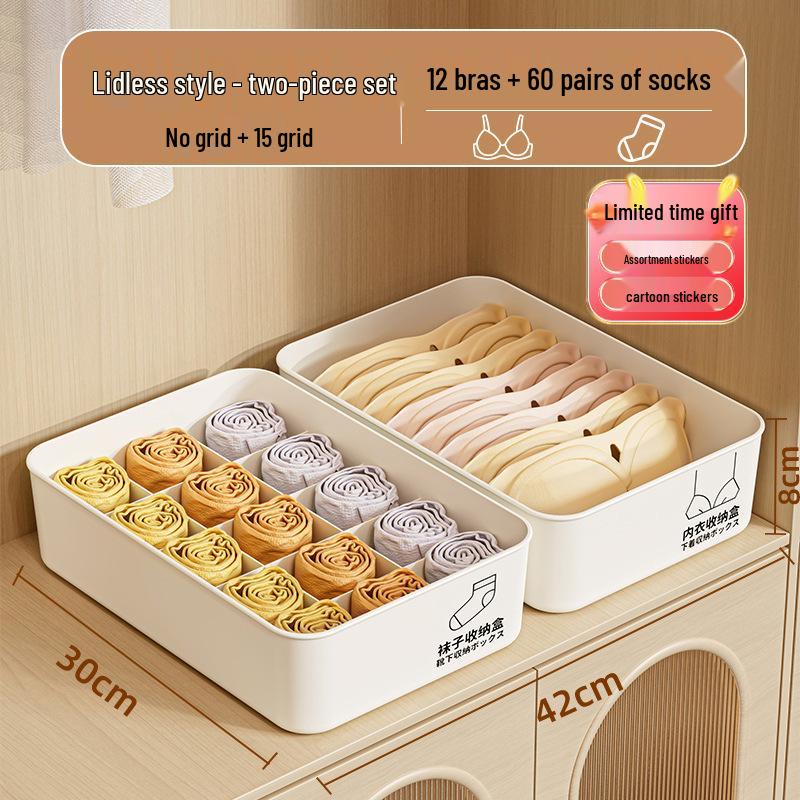 Three-in-One Dorm Underwear Organizer: Compartmented Box for Panties and Socks
