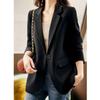 Autumn Winter Korean Fashion Solid Color Button Blazer Women Loose Casual Cardigan Suit Coat Outwear