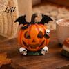 Vivid Skeleton Figurines Halloween Pumpkin Ghost Bat Skull Figurine Cute Resin Handcrafted Props Tabletop Ornaments for Home Party Shelf Mantels