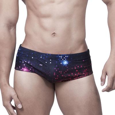 Digital Universe Swim Boxer Sexy Low-rise Swim Brief Mens Swim Trunks Square Cut