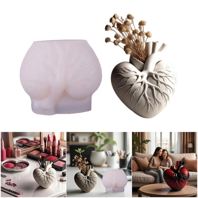 Heart Shape Silicone Craft Moulds Reusable Handmade Tool Silicone Texture for Making Resin Planter Holiday Decorations