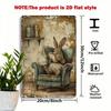 Tin Sign Vintage Rabbit Scholar 3D Wall Art Decor for Home