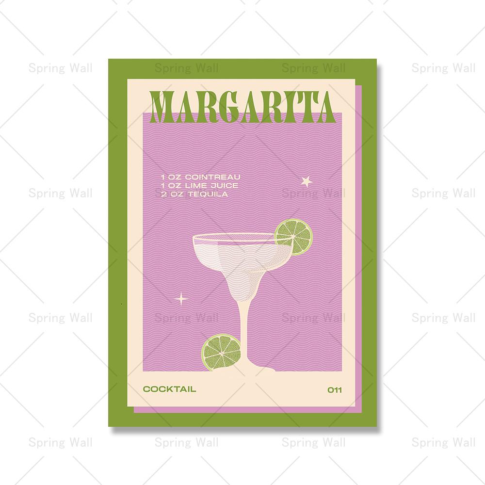 Modern Still Life Drinks Cocktails Strawberry Canvas Painting Coffee Shop Shop Bar Wall Print Poster Minimalist Art Home Decor