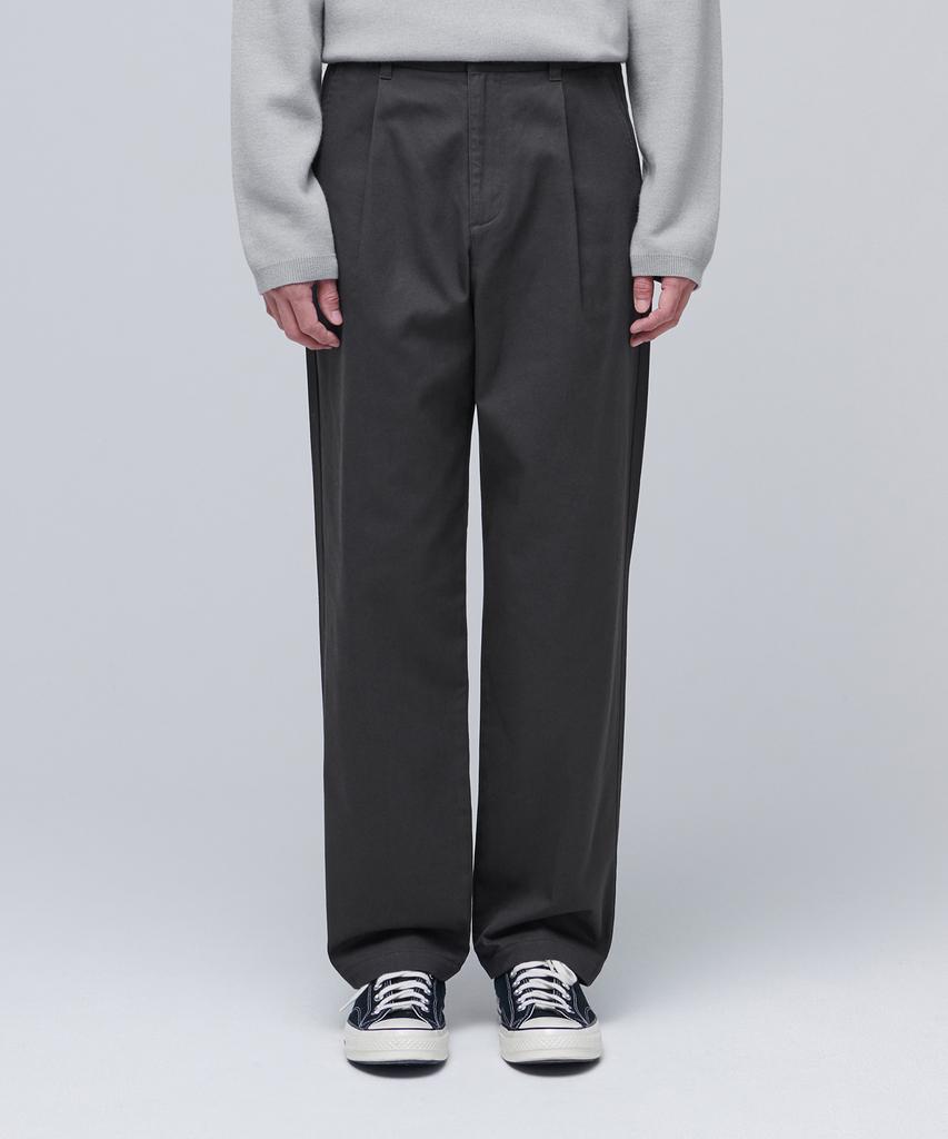 MUSINSA STANDARD One-Pleat Regular Fit Chino Pants [Dark Gray]