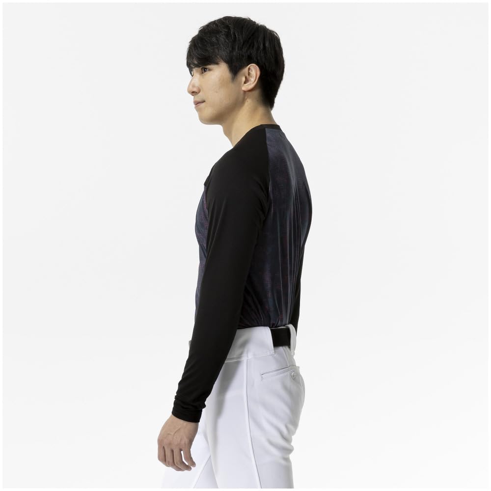 Mizuno Practice Graphic Undershirt Long Size Black Undershirt, Fleece-Lined (Low Neck, Sleeve), M,