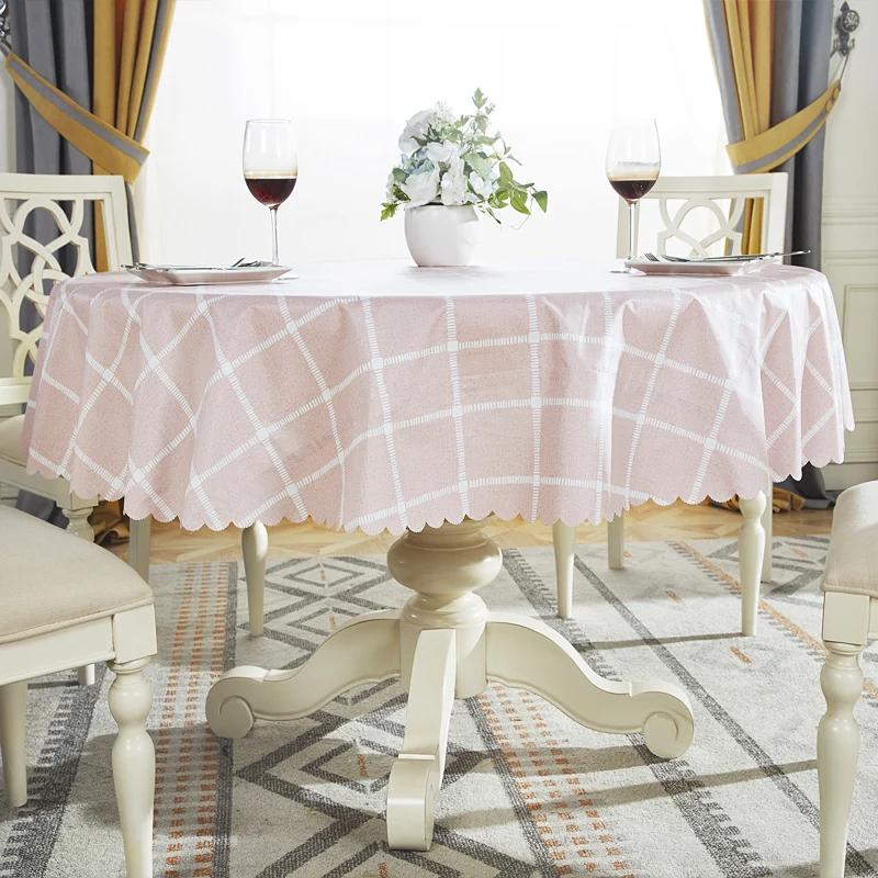 Proud Rose Waterproof Round Table Cloth PVC Oil-proof Table Cover European Household Round Plastic Dining Tablecloth Table Cover