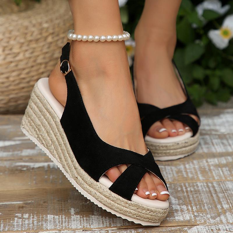Fashion Women's Peep Toe Wedge Heel Sandals Summer Buckle Strap Gladiator Shoes Woman Fashion Espadrilles Platform Sandalias Mujer 2025