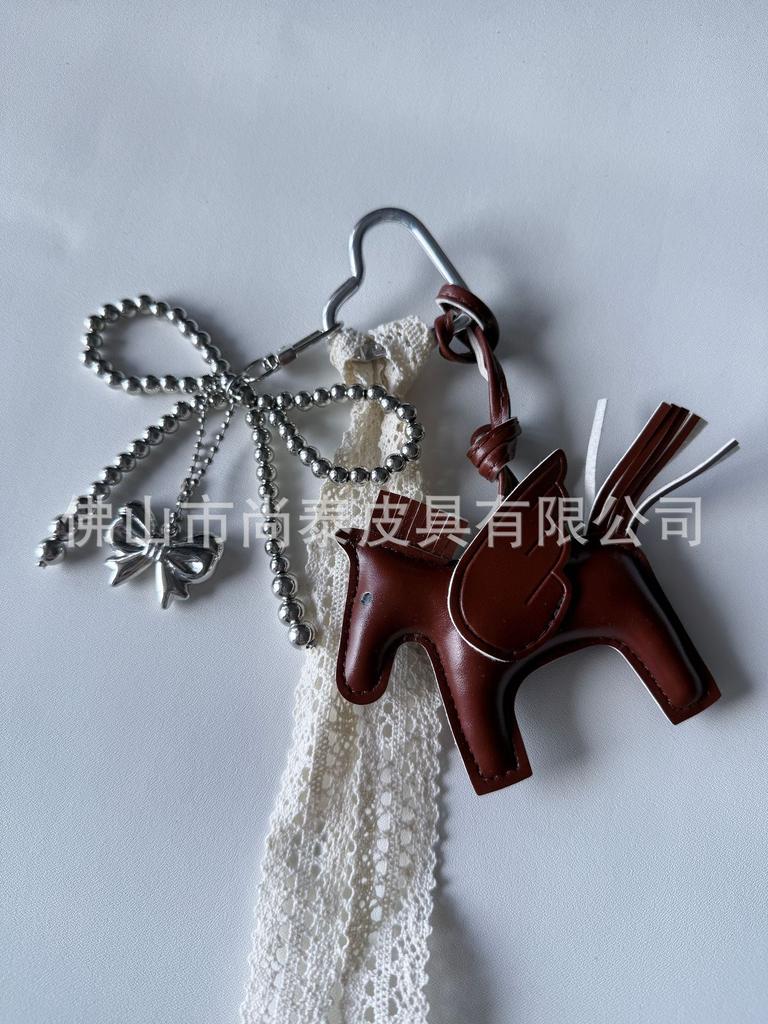 Angel Pegasus Pendant PU Leather Bag Pendant Key Bow Tassel Accessories Cute Cartoon Pendant