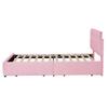 99x210cm Velvet Fabric Kids Bed with Adjustable Headboard 2 Drawers Ergonomic Design Strong Wood Slat Support Bed Home Furniture
