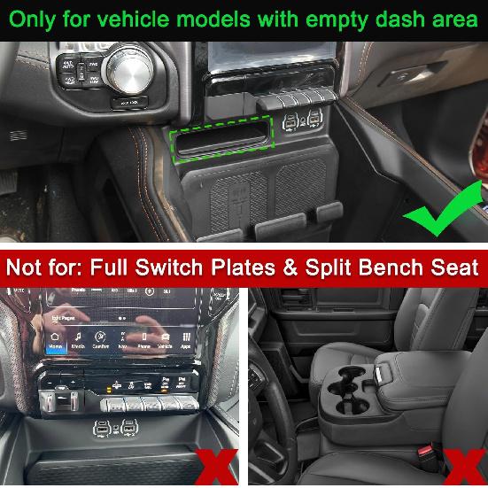 PIMCAR Center Console Storage Drawer Compatible With -2026 Dodge Ram 1500 2500 3500 Ert Drawer Box With Anti-Slip Mat Interior Accessories (Only Fit