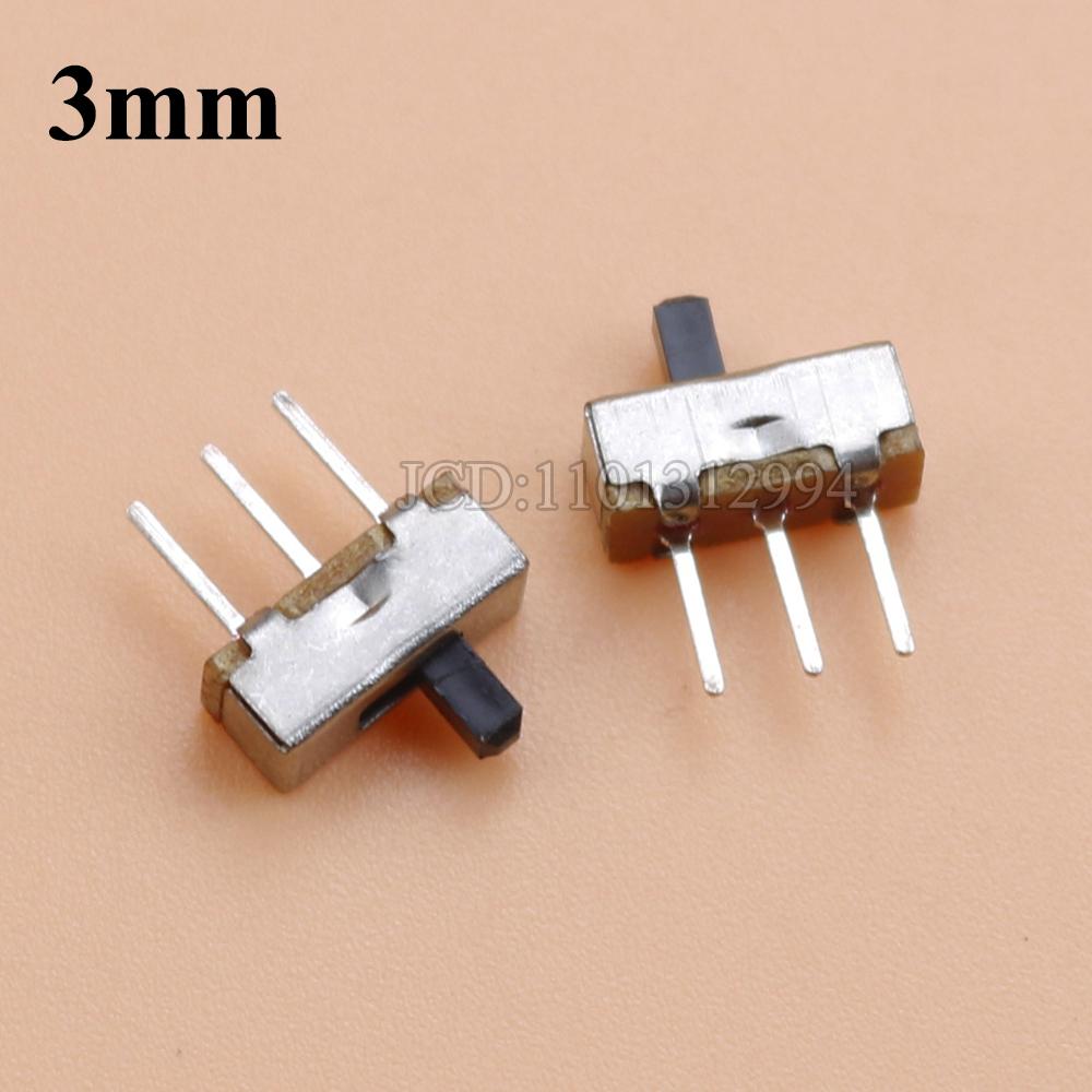 20Pcs SS12D00 Interruptor On-Off Mini Slide Switch 3pin 1P2T 2 Position High Quality Toggle Switch Handle Length:3MM/4MM/5MM/6MM