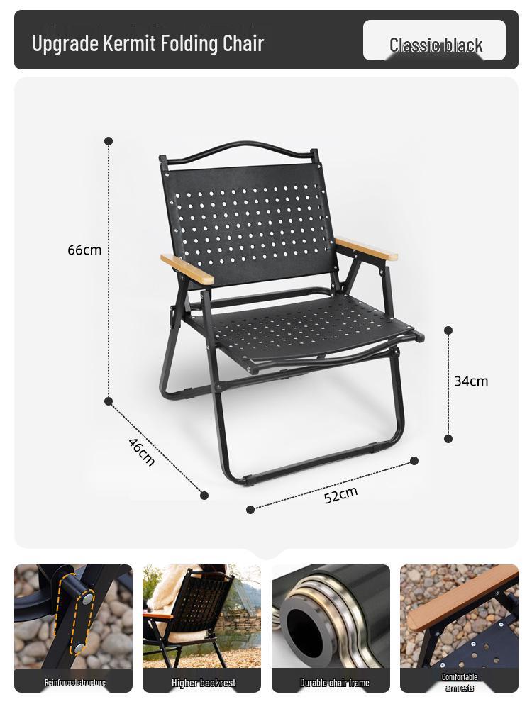 Boguwen Tianji Tragbarer Klapp-Outdoor-Stuhl für Camping, Picknicks, Strand und Imbissstände - Kermit-Stil