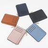 Name Card Holder Pure Color Zipper Card Bag Duble Sided PU Mini Business Wallet Multi Slot Ultrathin Short Purse Men's Women's