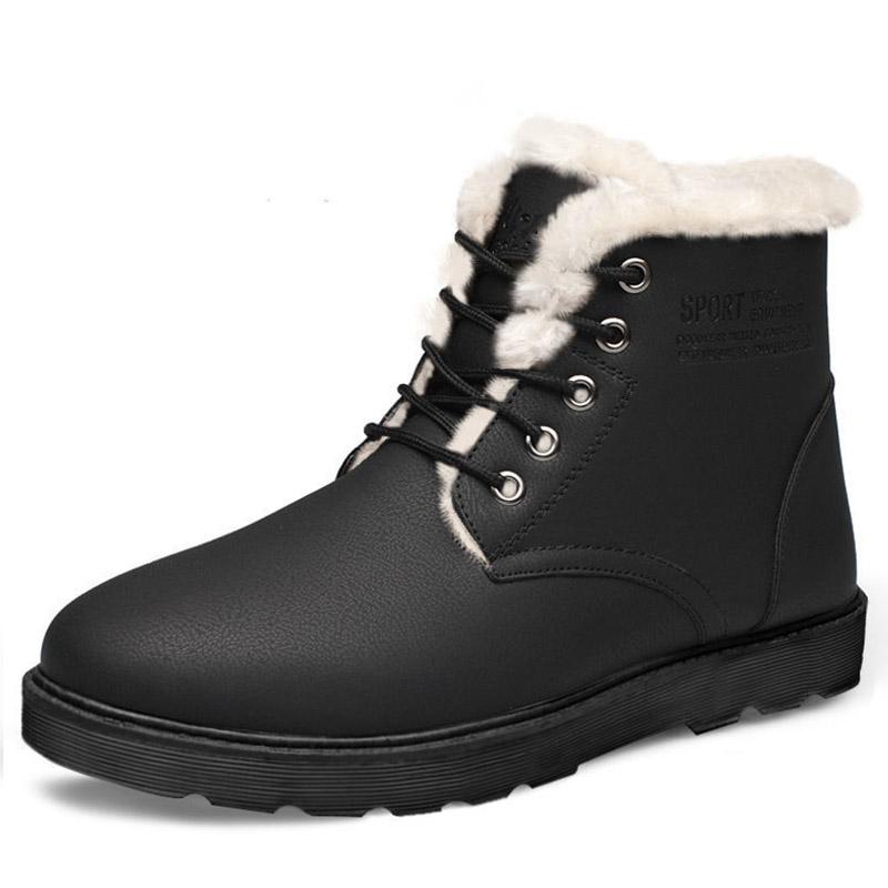 Fashion Fahsion Men Boots Warm Plush Boots For Men Lace Up Ankle Boots Men Fashion Black Shoes Outdoor Work Shoes Male Sneakers Footwear