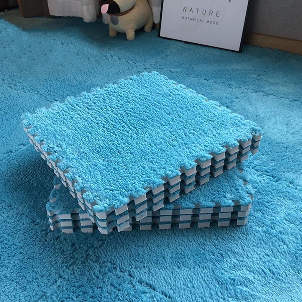 12Pcs Soft Plush Baby Play Mat Puzzle Carpet Interlocking Exercise Tiles Floor Rug for Kid Pad Baby Room Warm Game Mat 30*30*1CM