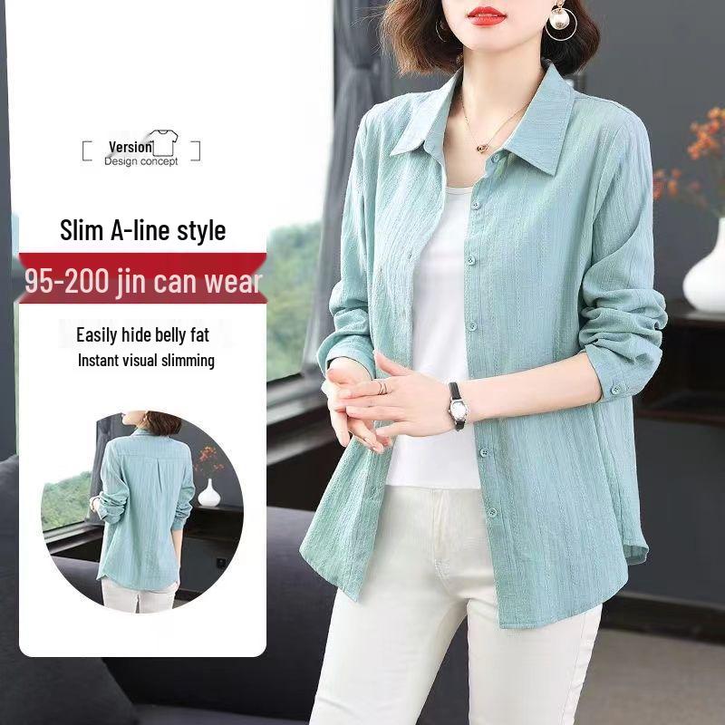 Loose Fashion Women's 2025 Temperament Coat: European & American Long Sleeve Slimming Shirt, Plus Size Available for Spring
