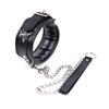 BDSM Props Adult Sex Toys  Black Leather Sub Master Collar Ring Toy Black Edging Lock Iron Chain Traction Neck Strap