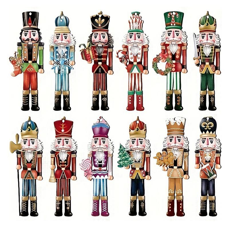 

12/24/36 шт. Рождественская елка, подвесная с подарками на год, рождественский Щелкунчик, деревянный набор украшений, украшение для праздничной атмосферы 12PCS