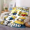 Custom Name Despicable Comic Adventure Flannel Blanket for Super Soft Cute Comfort Blanket for Travel Bedding Couch Sofa Blanket