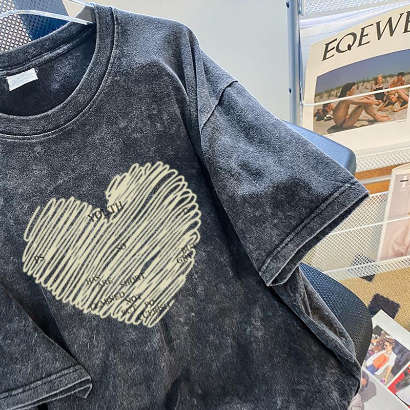 Women's Oversized Washed Black Distressed Hip-Hop T-Shirt