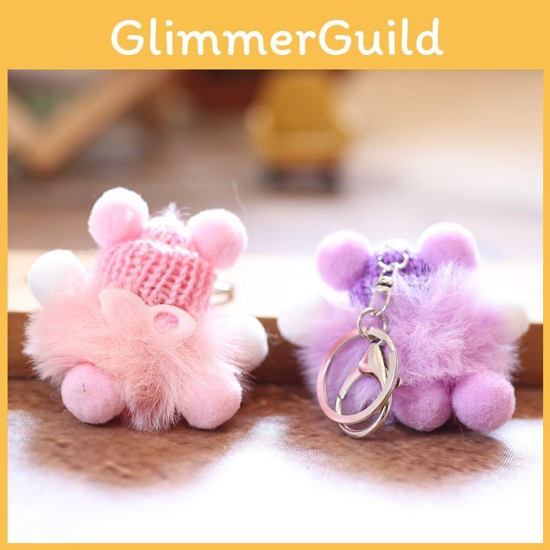 Small Ball Coal Pendant Keychain Ornament With Pp Cotton Soft Plush Gift For