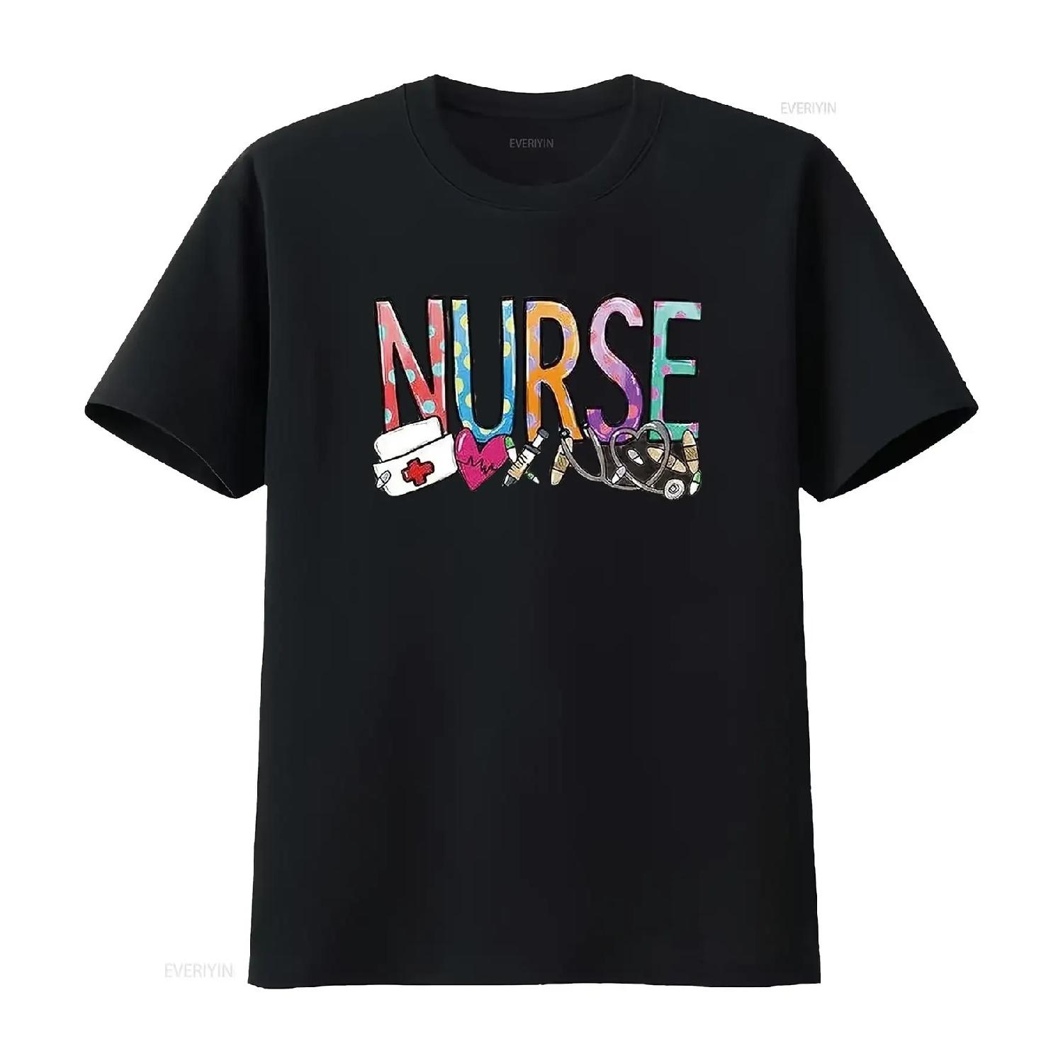 

Nurse I Ll Be There For You T Shirt Womens Cute Medical Tops vintage Washed fashion Stylish Slightly Breathable Versatile S чёрный
