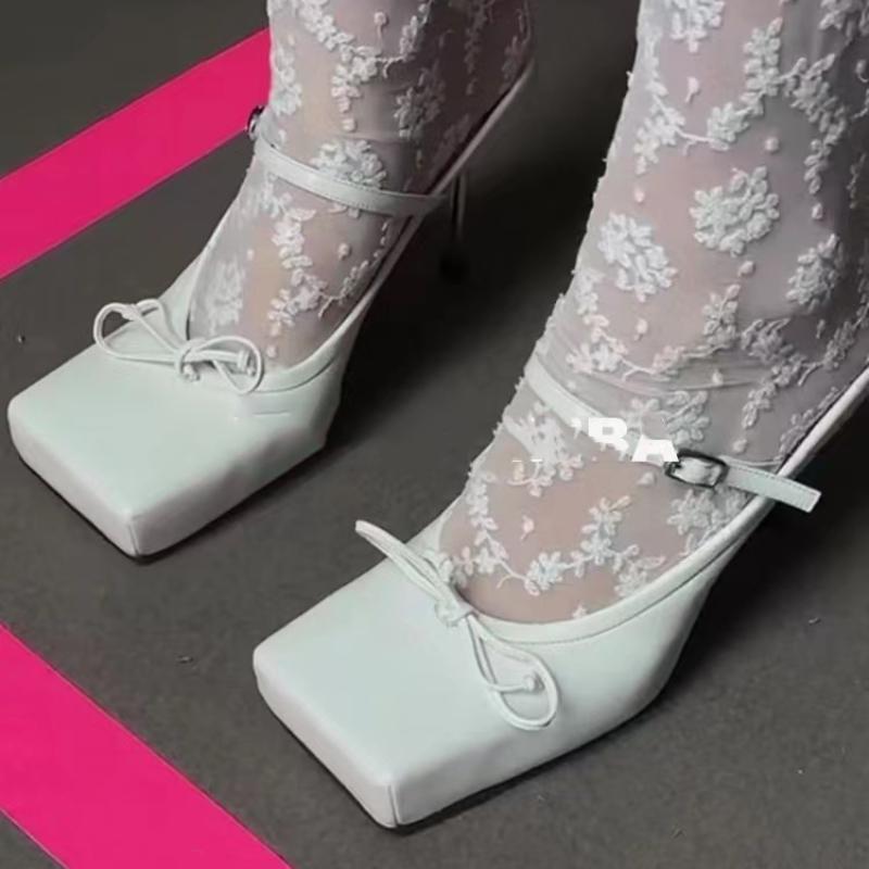 Fashion 2025 New Baotou Half Slippers Women's Summer Outwear Bow Ballet Shoes Thin Heels High Heels Lazy Muller Shoes Single Shoes