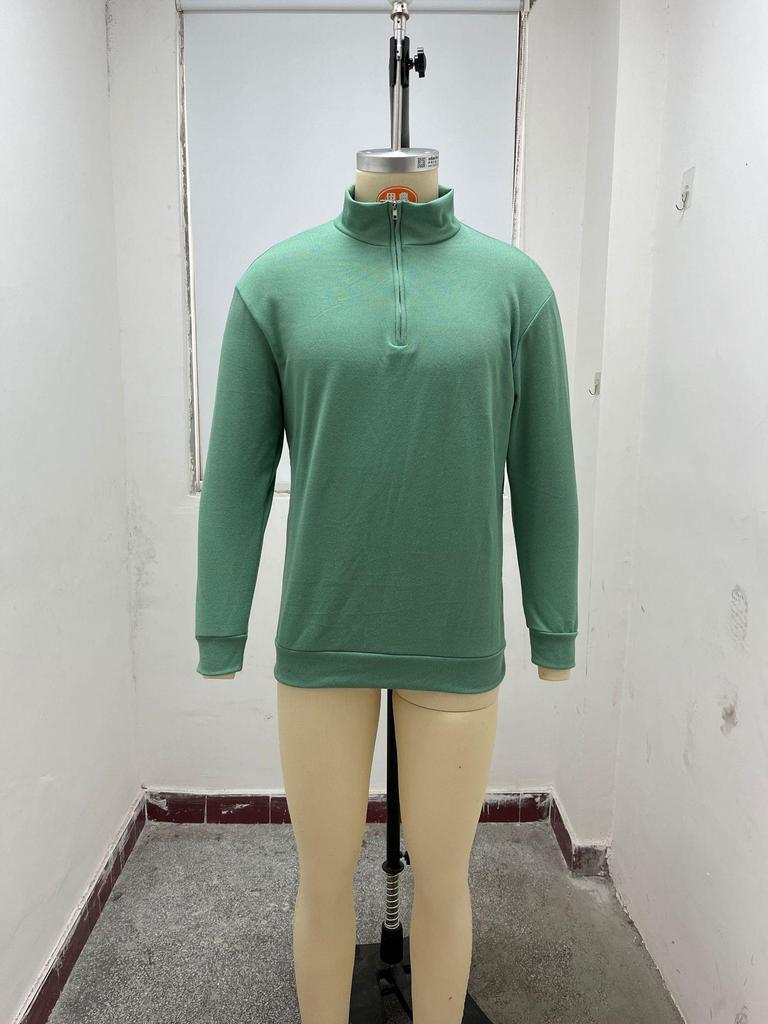 2023 Autumn Men's Long Sleeve V-Neck Wool Plush Polo Shirt