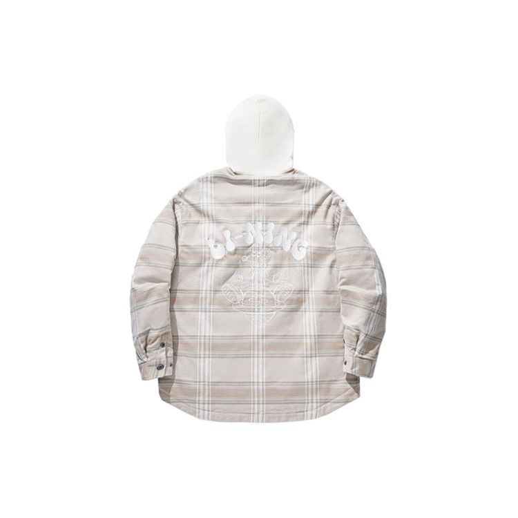 Li Ning X Steven Harrington Collaboration Skateboard Series Plaid Hooded Loose Jacket Men jackets Off-White Light-Blue AJMT305-2