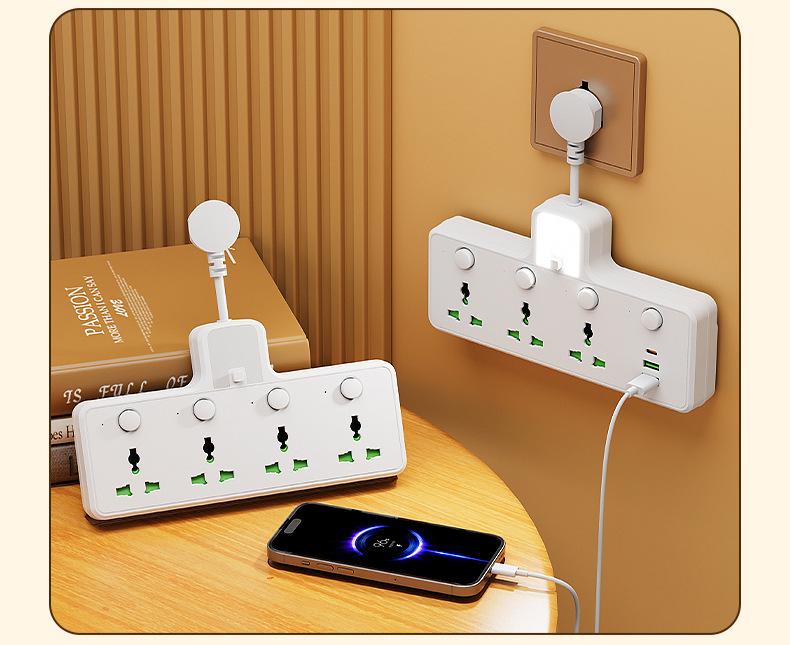 European Standard Compact Russian Power Strip with USB & Switch Extension Cord