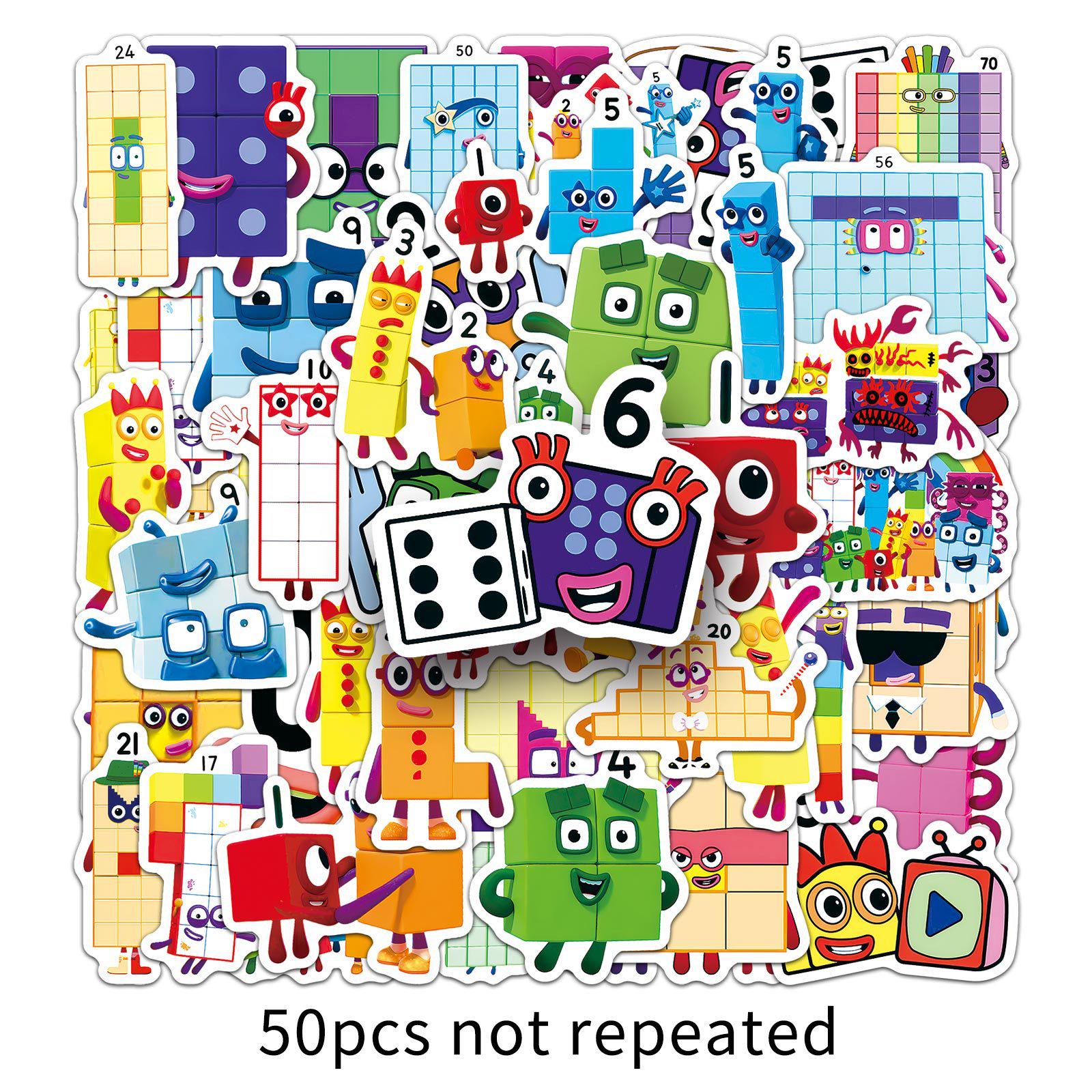 50 Мультяшных Декоративных Наклеек Numberblocks: Весело, Креативно, Не требует резки для самокатов и холодильников