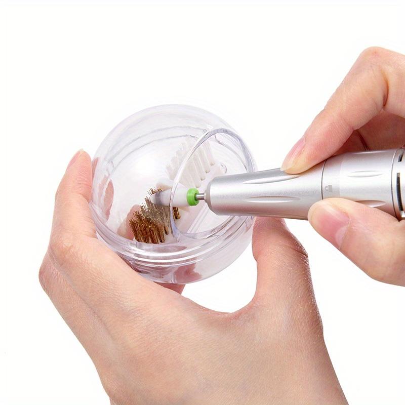 1pc Nail Polish Head Cleaning Brush Electric Nail Drill Cleaning Brush with Dust Box Portable Nail Clipper Cleaner Copper Wire Brush Cleaning Tool