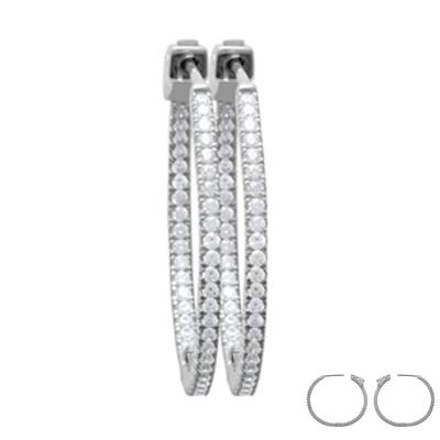 [R3620] - Silver Hoop Earrings 'Cristal Plénitude' Silver White (rhodium) - 28mm - 2mm