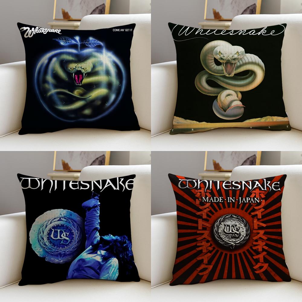 Rock WWhitesnakeS Cushion Cover Breathable and Skinfriendly Linen Pillowcase Square Removable and Washable Cushion