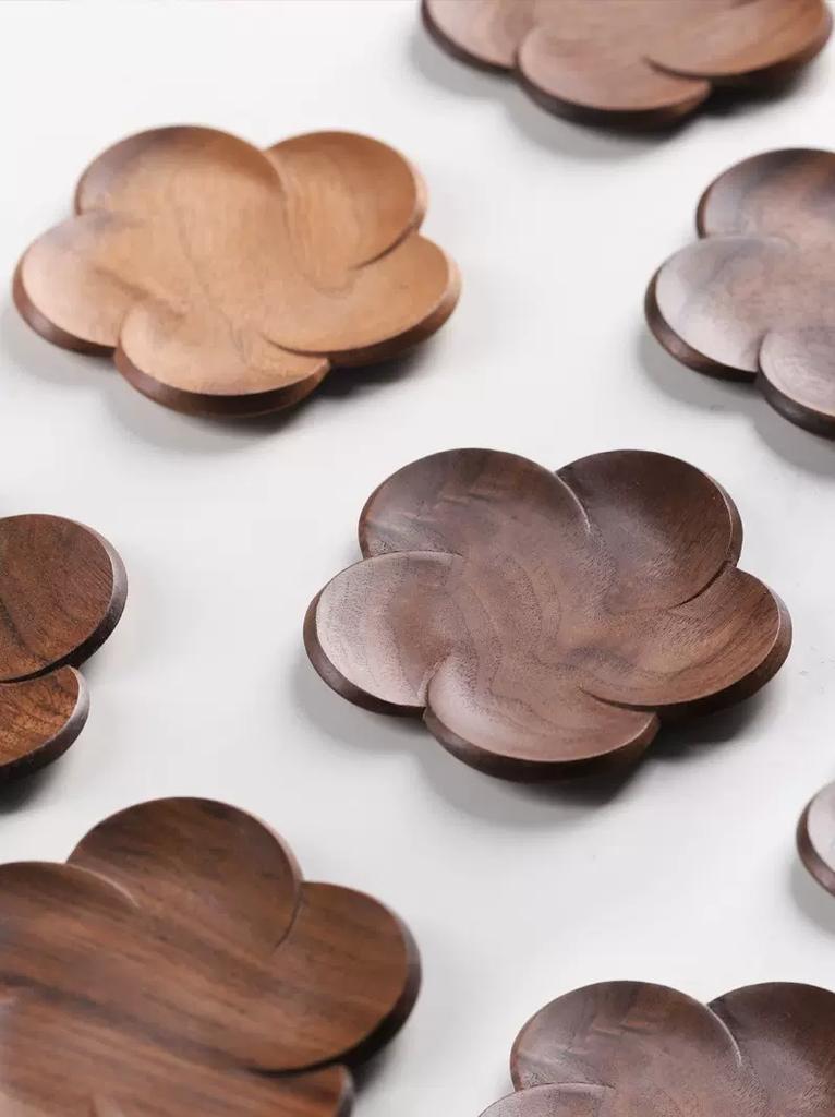 Black Walnut Lotus Root Slices Solid Wood Coaster Creative Mark Insulation Pad Anti Scalding Wooden Teacup Pad