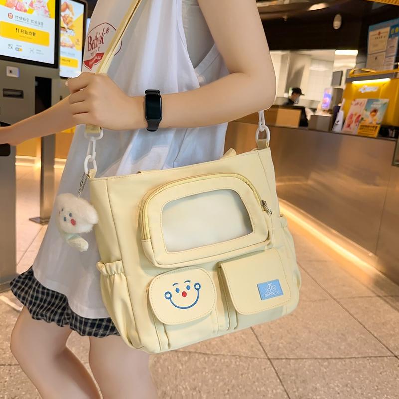 Student Large Capacity Crossbody Bag Color Block Girl Shoulder Bag Book Bag Handbag