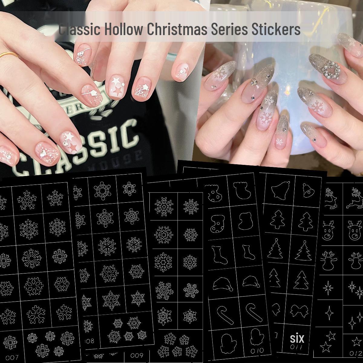 

Christmas Snowflake Nail Decals - Dual-use Pat-on Glue & Ombre Options
